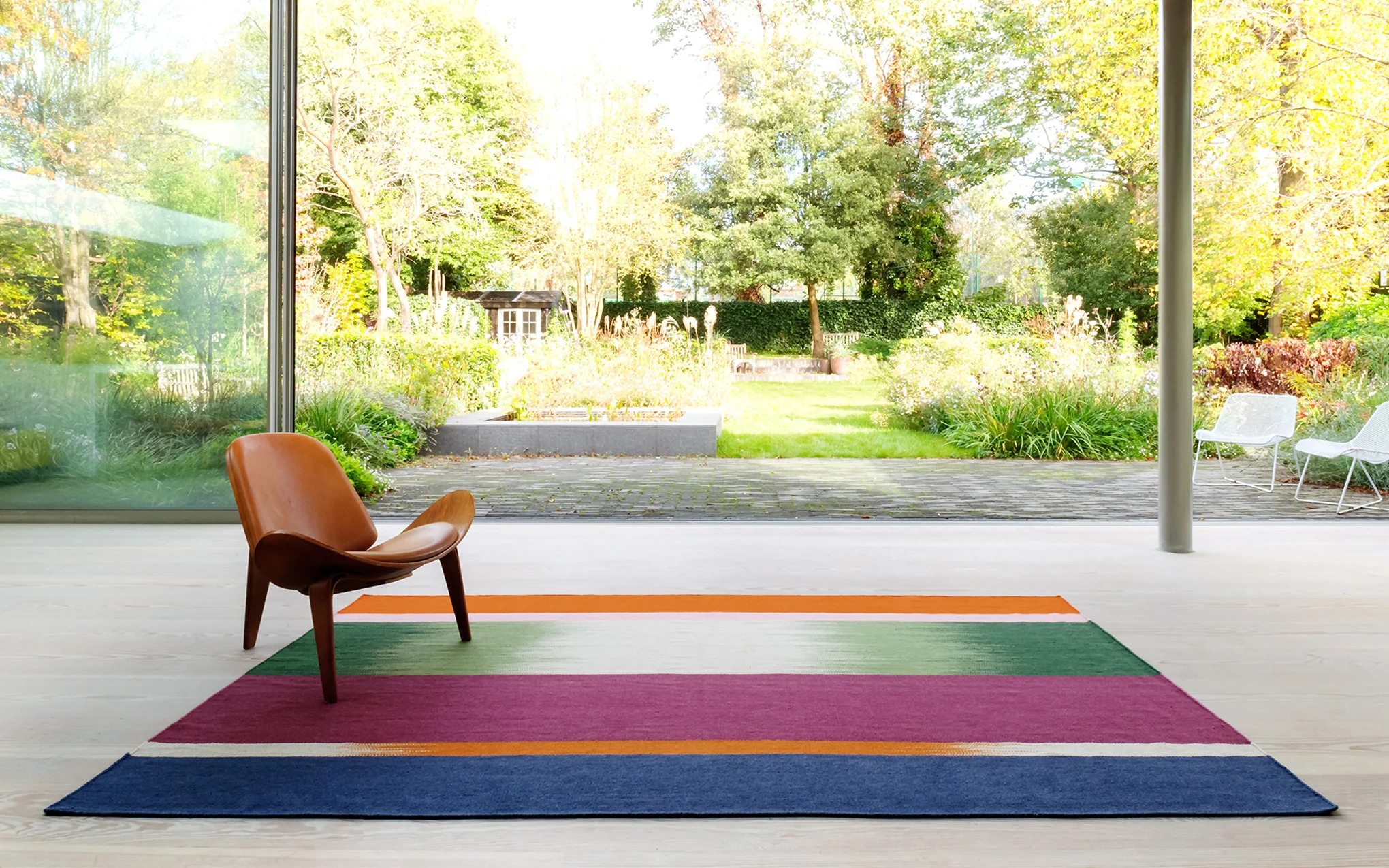 Asymmetrical Maroon flatweave rug - Image 2