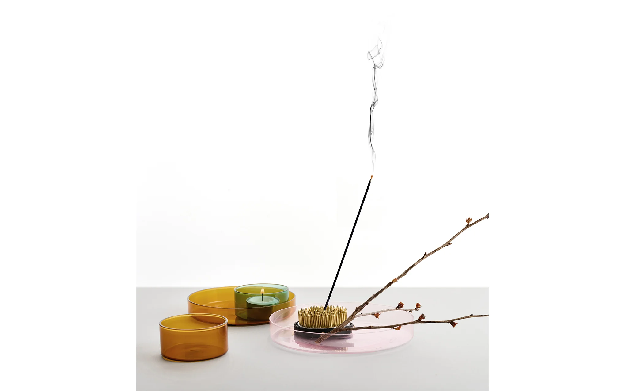 Kenzan tray set – brass, petrol green & amber - Image 10