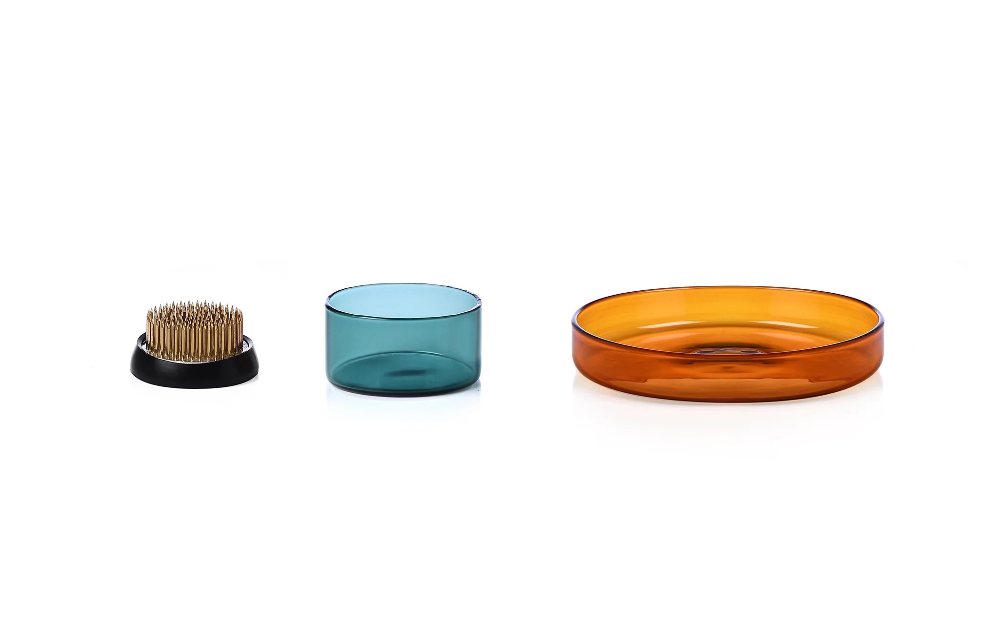 Kenzan tray set – brass, petrol green & amber - Image 2