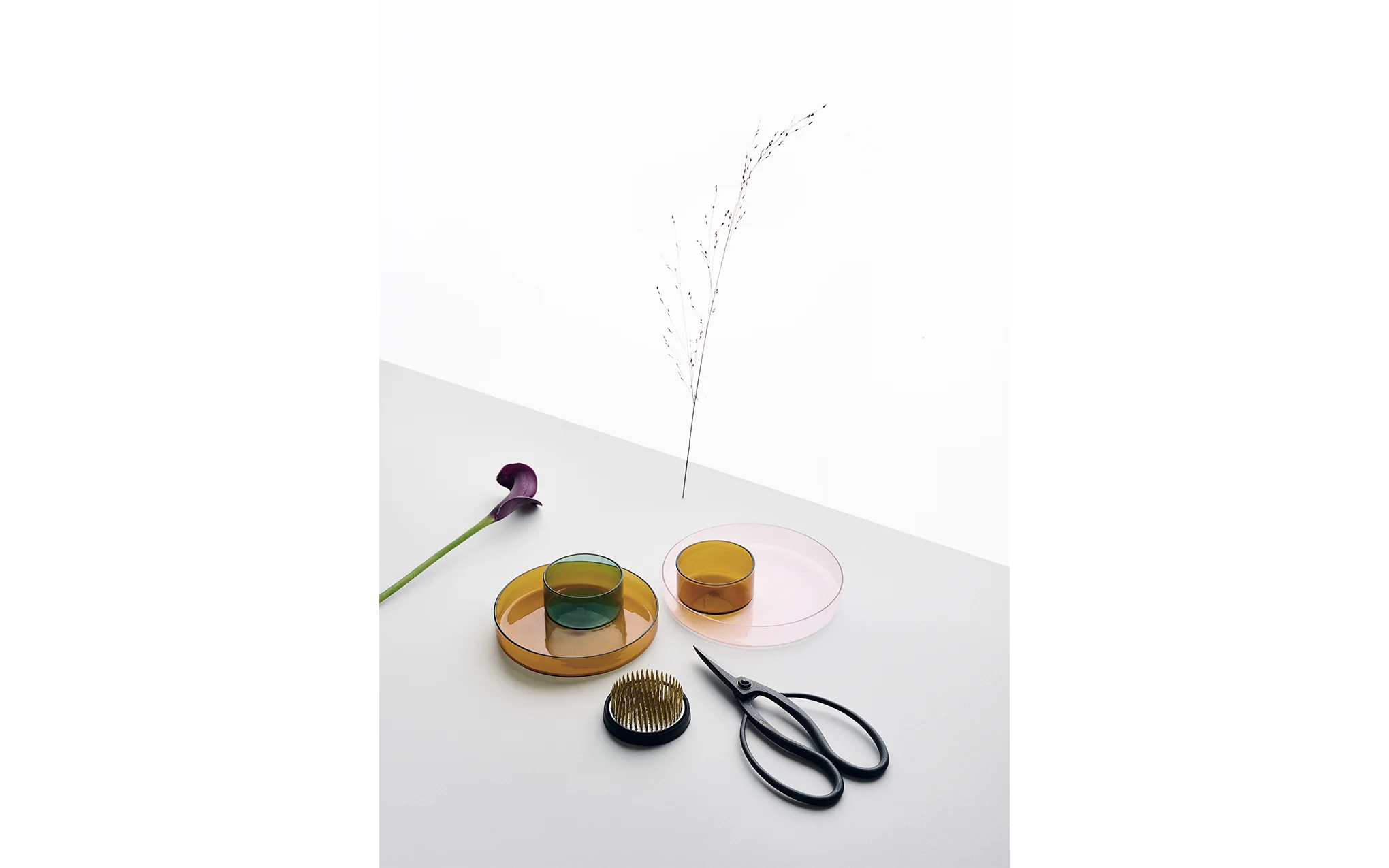 Kenzan tray set – brass, petrol green & amber - Image 6
